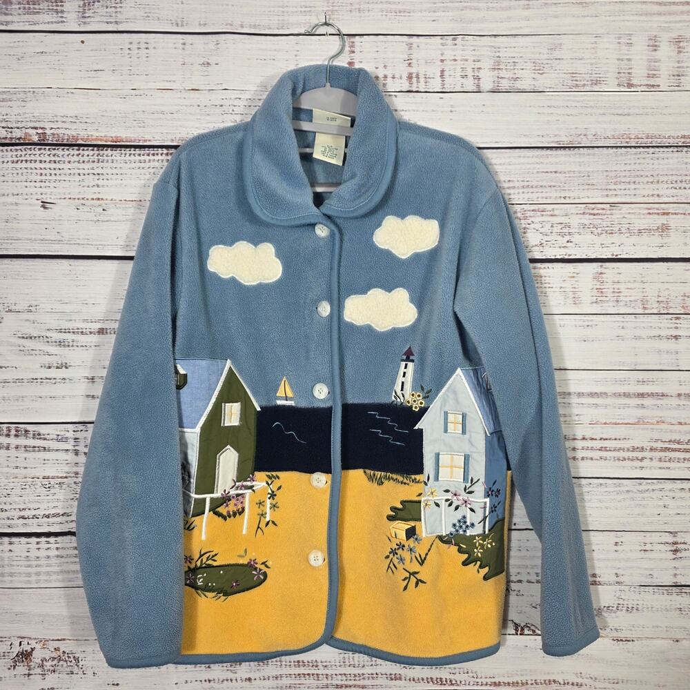Vintage Northern Reflections Cardigan Small Lighthouse Coastal Cottagecore